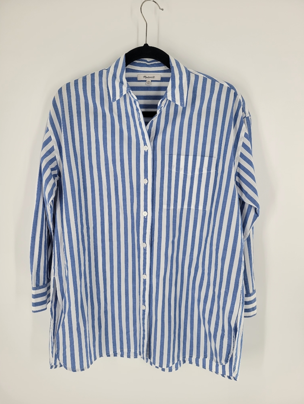 Madewell Airy Oversized Fit Poplin Stripe Button Up Shirt Size XXS - Picture 4 of 9